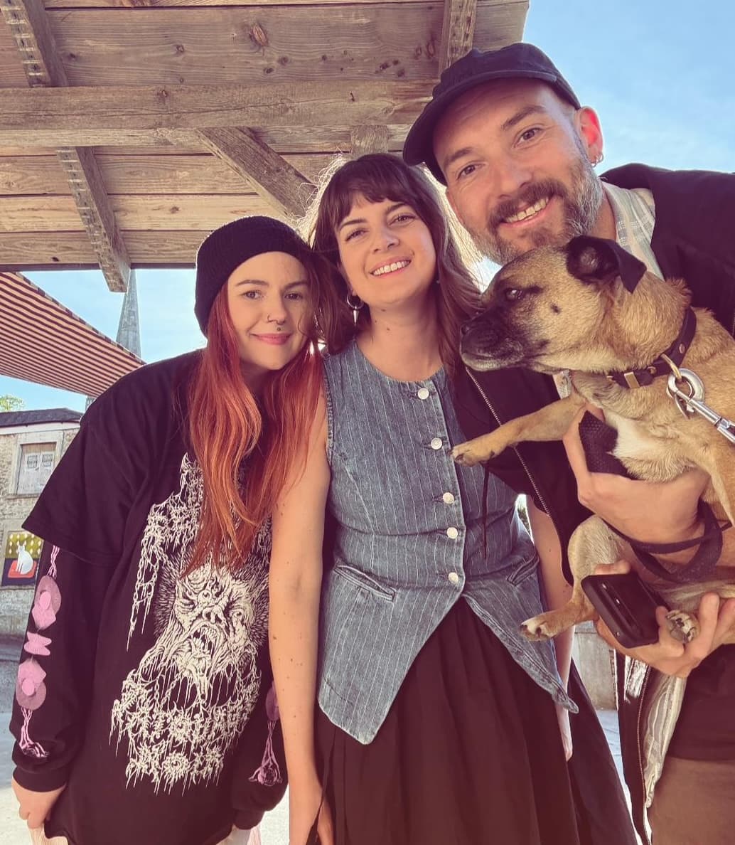 Michelle, Kate, and Adam with Hobnob the dog